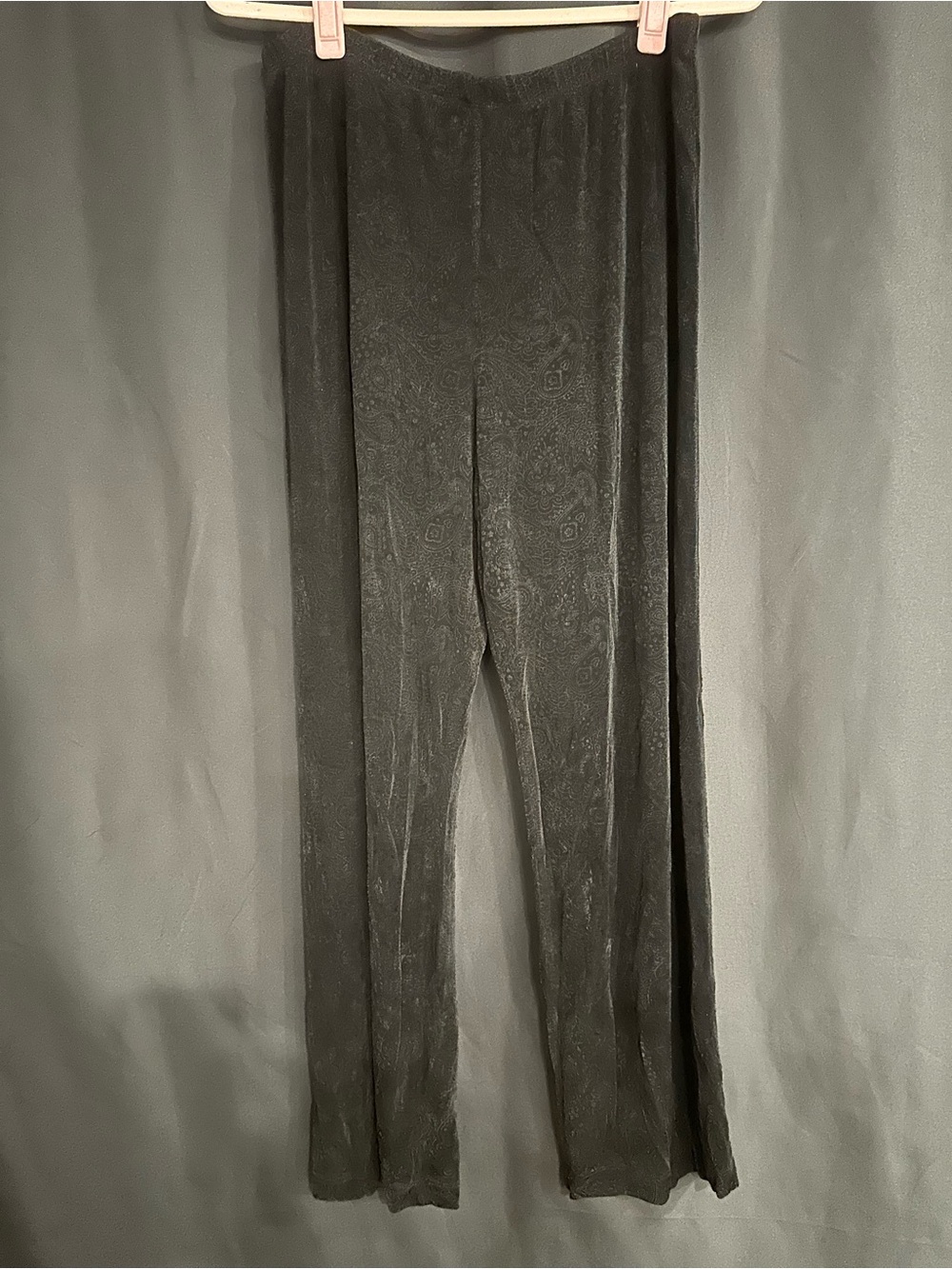 Christopher & Banks Black Paisley Velvet-Look Pull-On Pants